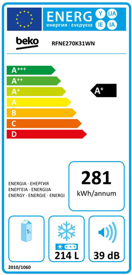 Zamrzovalna omara Beko RFNE270K31WN