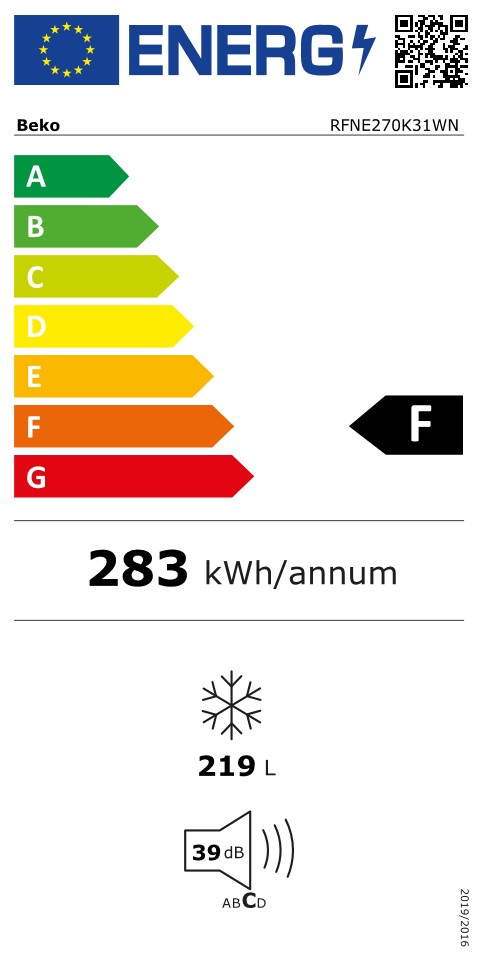 Zamrzovalna omara Beko RFNE270K31WN