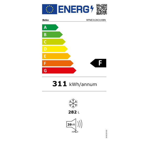 Beko zamrzovalna omara RFNE312K31WN