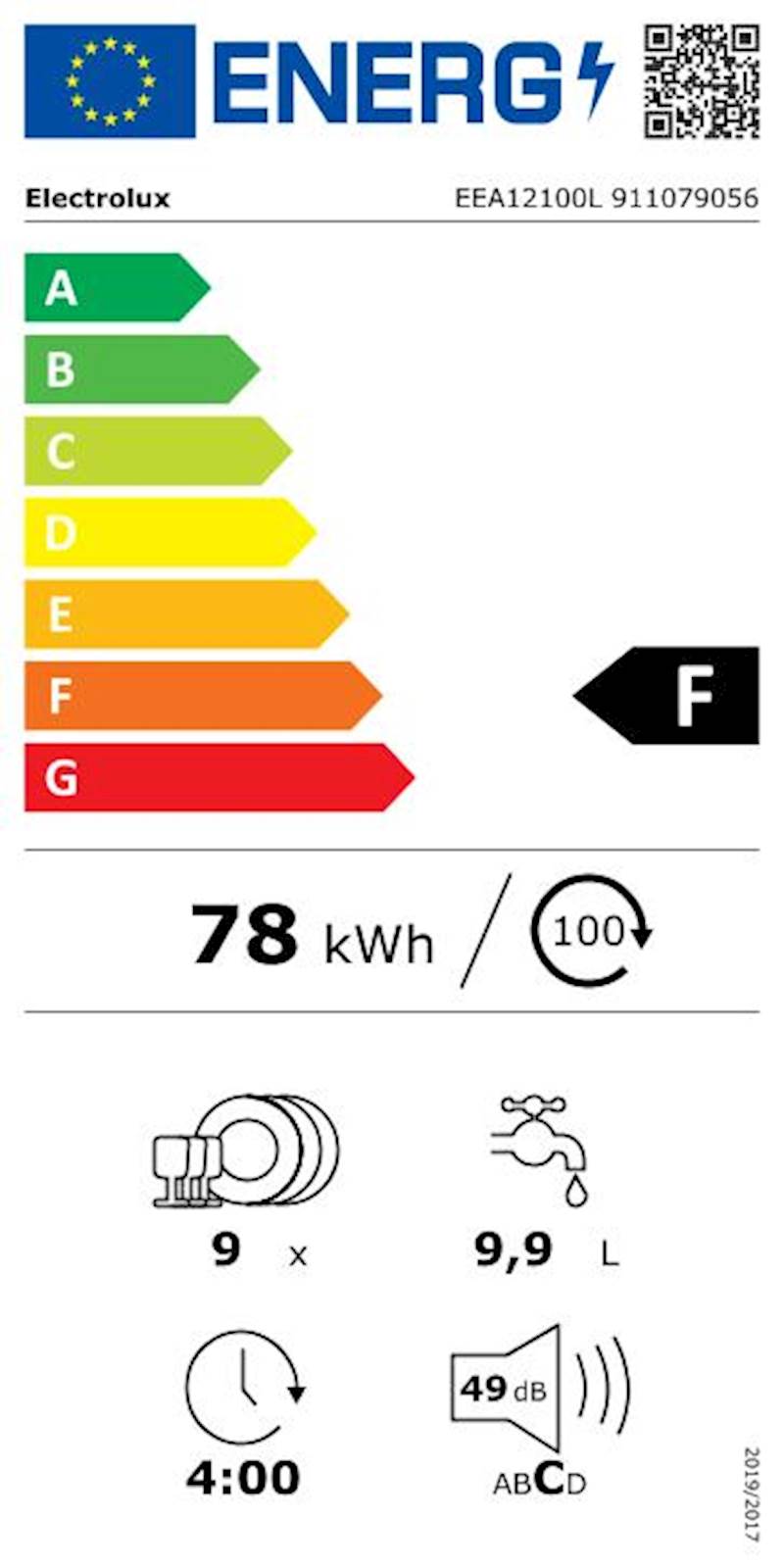 Vgradni pomivalni stroj Electrolux EEA12100L 45 cm