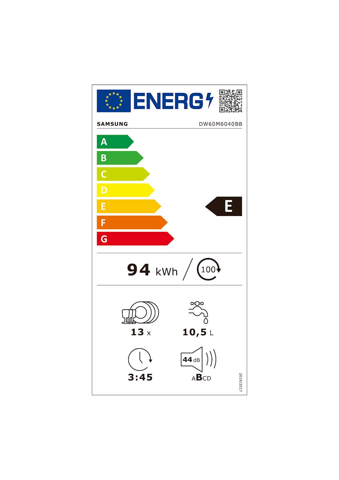 Vgradni pomivalni stroj Samsung DW60M6040BB/EO, 13 pogrinjkov