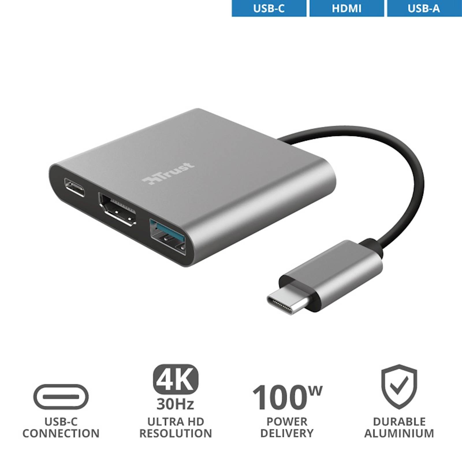 Multiport Trust Dalyx 3/1 Usb-C Adapter