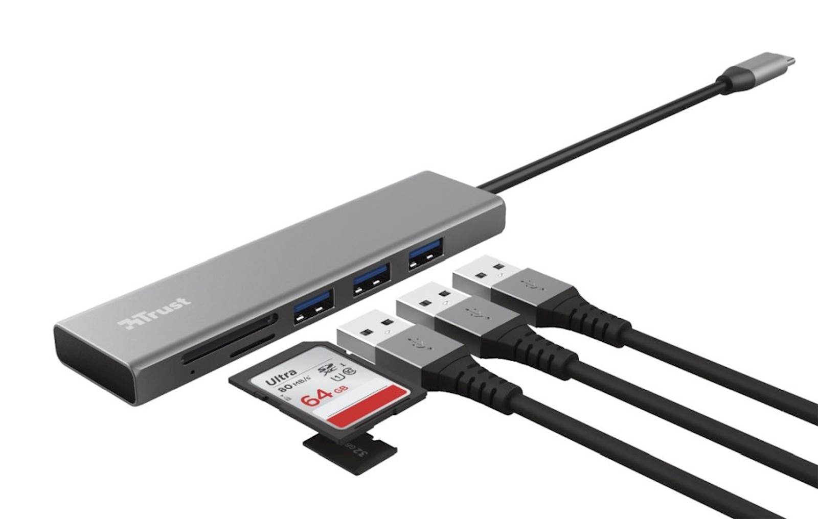 Usb-c razdelilnik Trust Halyx 3xUSB in SD