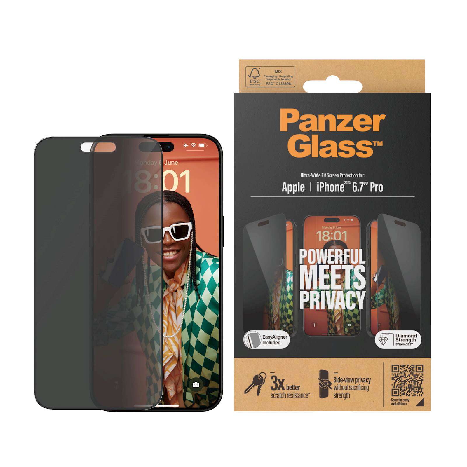 Zaščitno Steklo Panzerglass iPhone 15 Pro Max Privacy Uwf+Apl