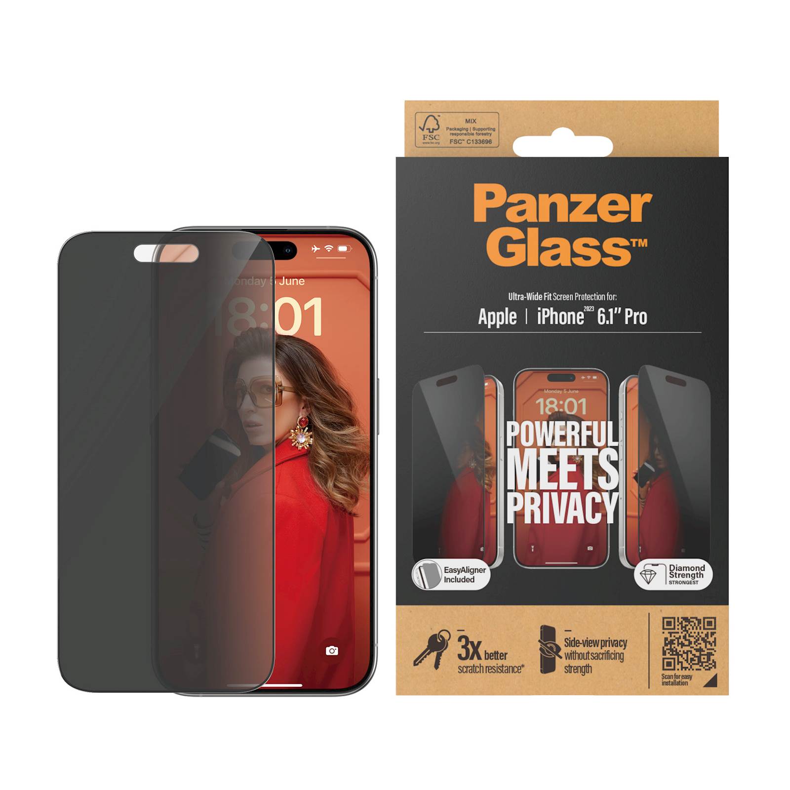 Zaščitno steklo Panzerglass iPhone 15 Pro Privacy Uwf+Aplikator