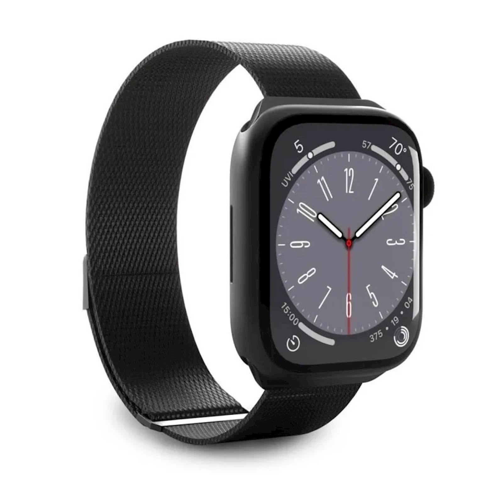 Pašček Puro Milanese Apple Watch 42/44/45/49 Black