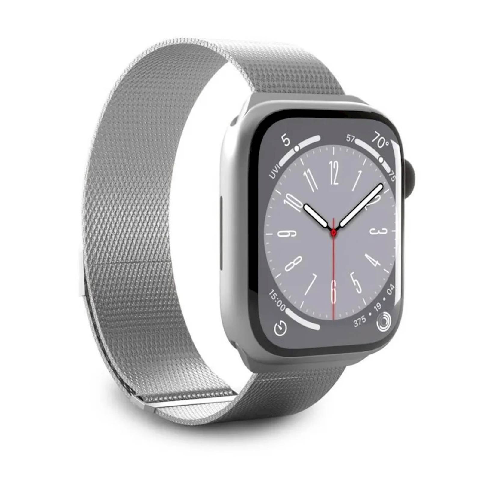 Pašček Puro Milanese Apple Watch 42/44/45/49 Silver