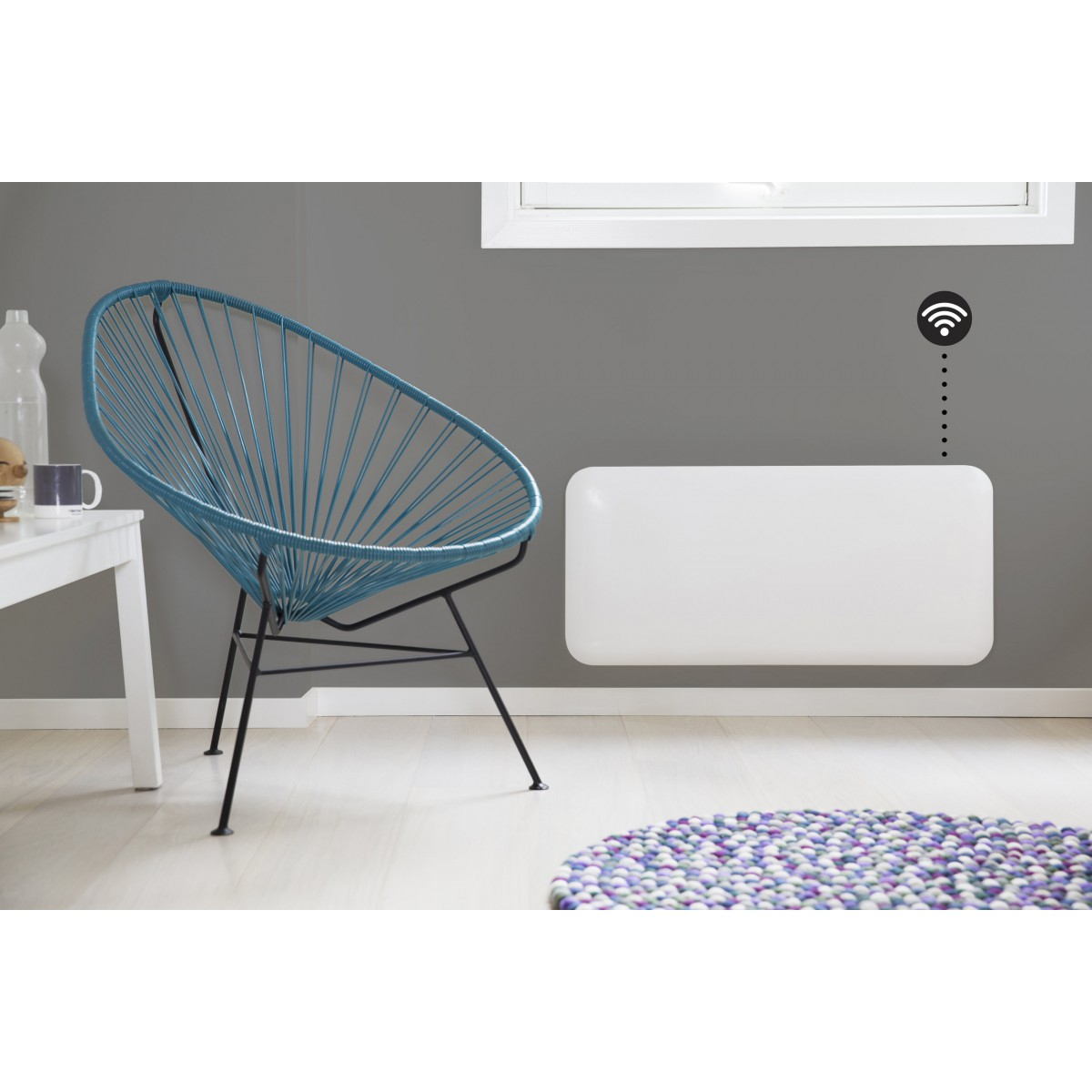 Panelni konvekcijski radiator Mill Wi-Fi 1500W bel
