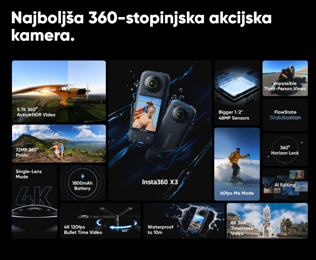 Insta360 akcijska kamera X3