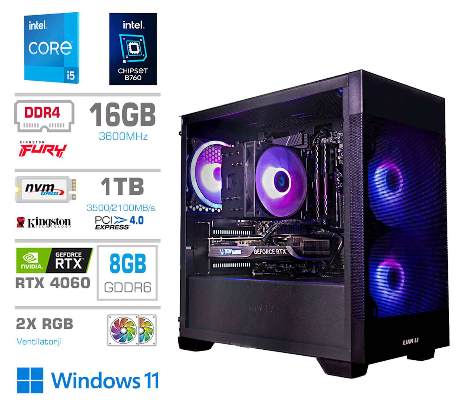 PCX gaming računalnik Extron i5 14400F RTX4060 16GB