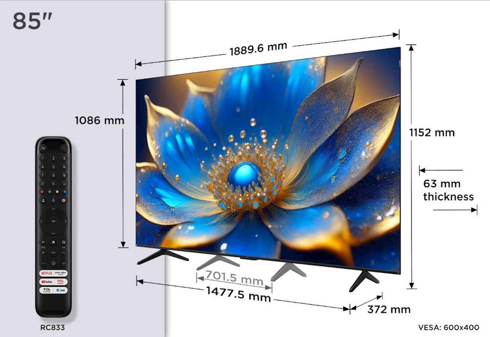 4K TV TCL 85P71K 85" + nosilec