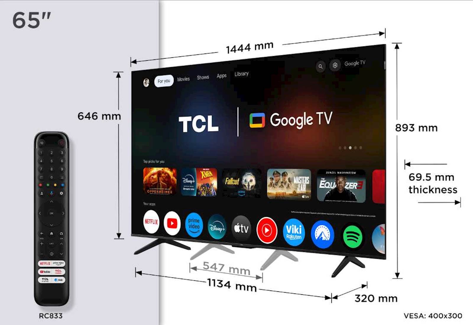 4K TV TCL 65P71 65" + nosilec