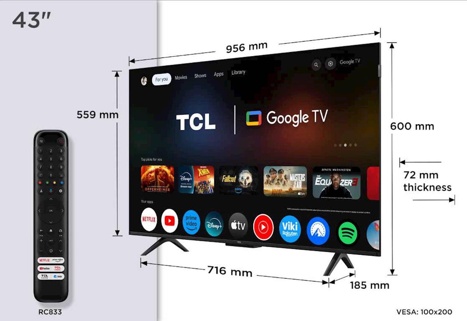 4K TV TCL 43P71 + nosilec