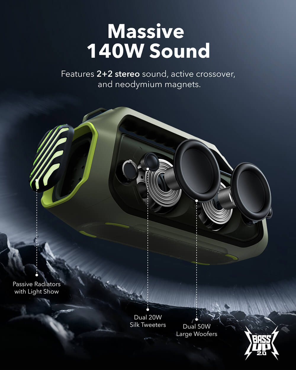 Anker prenosni bluetooth zvočnik BOOM 2 Plus zelen