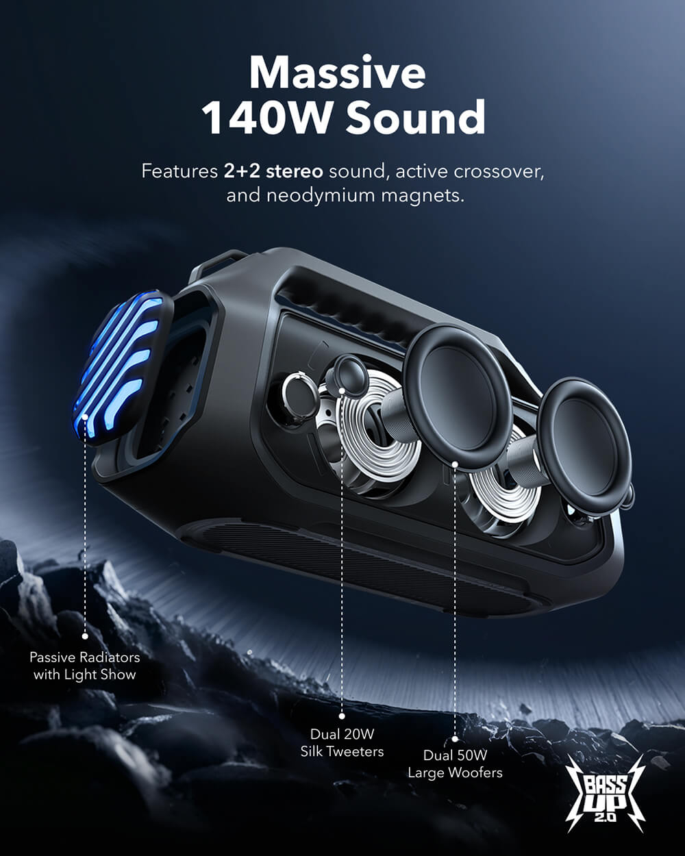 Anker prenosni zvočnik Soundcore BOOM 2 Plus črn