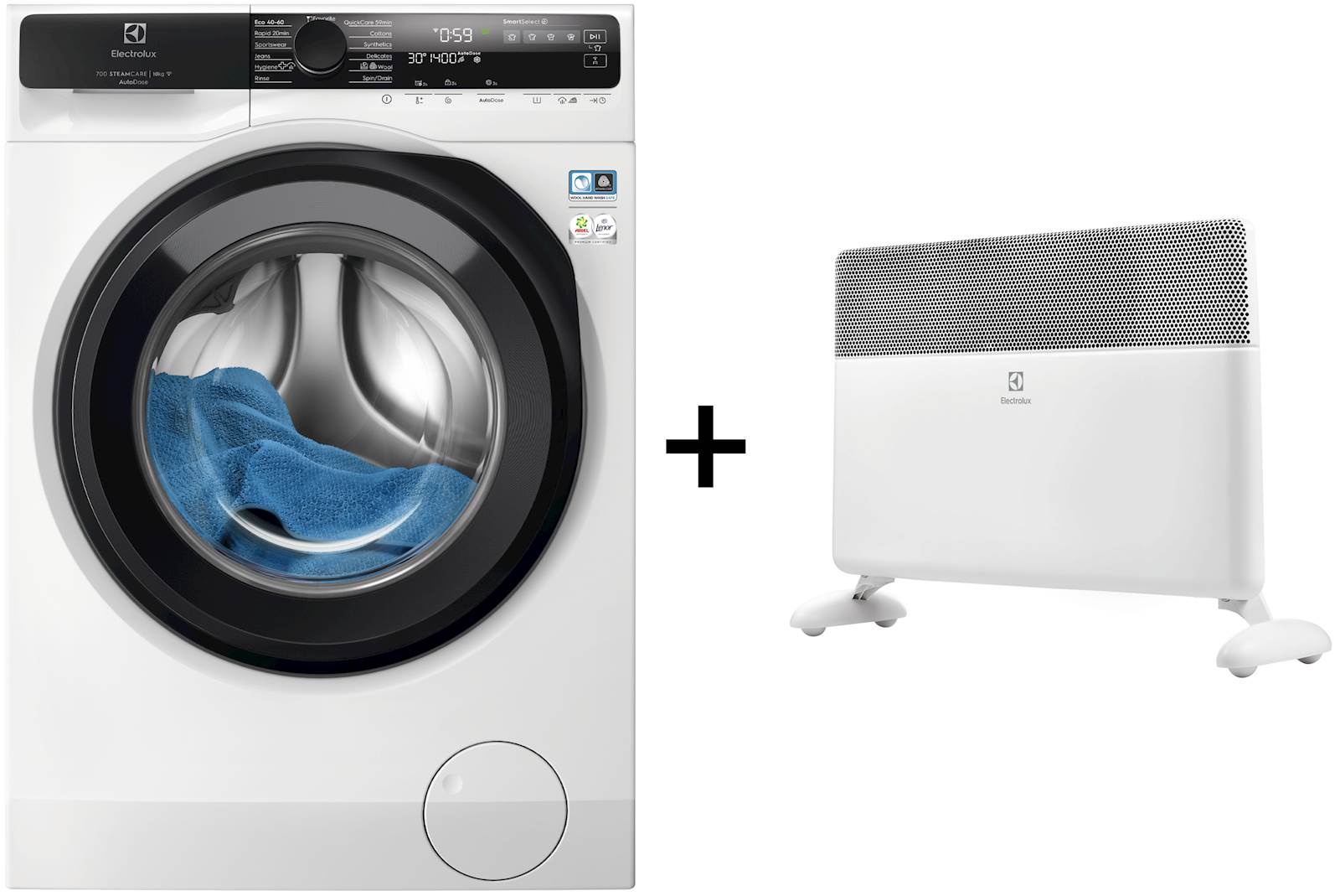 Pralni stroj Electrolux EW7F5412ACE in grelnik ECH/AT-2000 3AI-W 10 kg