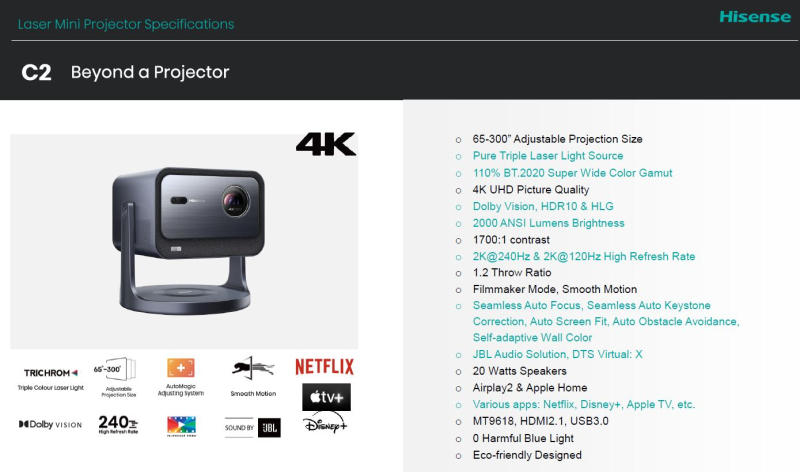 Hisense pametni projektor C2