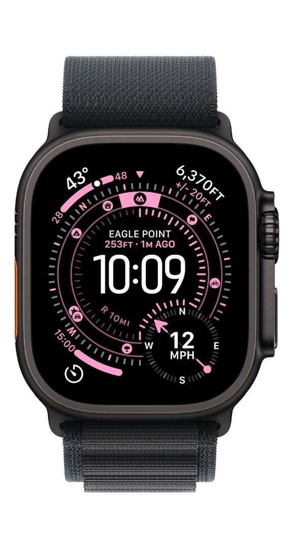 Apple Watch Ultra 3, 49mm, Titan črna, cellular LTE, black alpine pašček - velikost M
