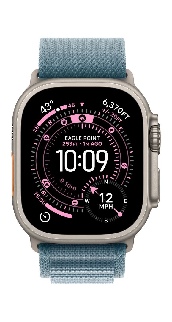 Apple Watch Ultra 3, 49mm, Titan, cellular LTE, light blue alpine pašček - velikost M