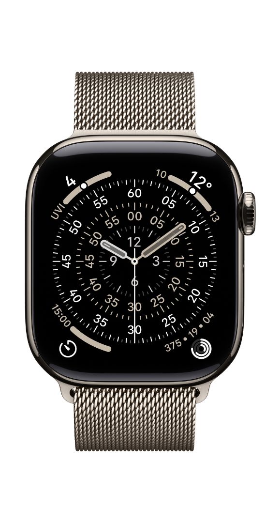 Apple Watch Series 11, 42mm, Natural titanium, cellular LTE, Milanese pašček